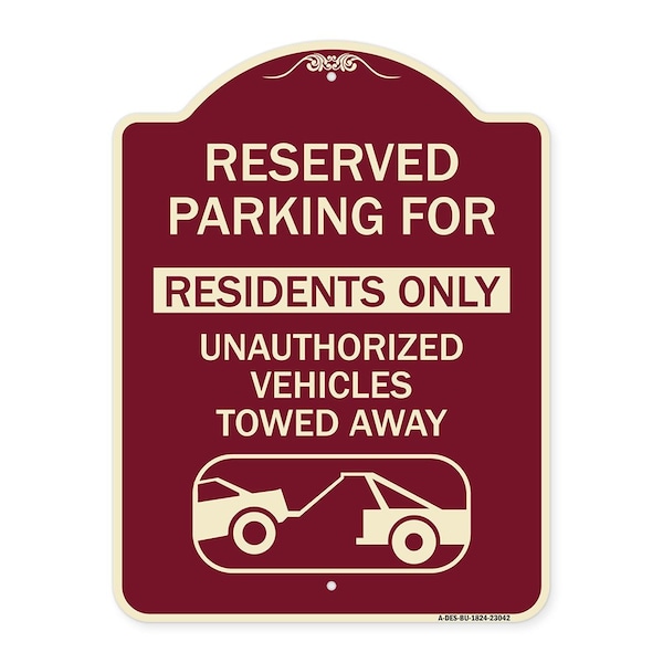 Reserved Parking Reserved Parking for Residents Only Unauthorized Vehicles Towed Away, BU-1824-23042